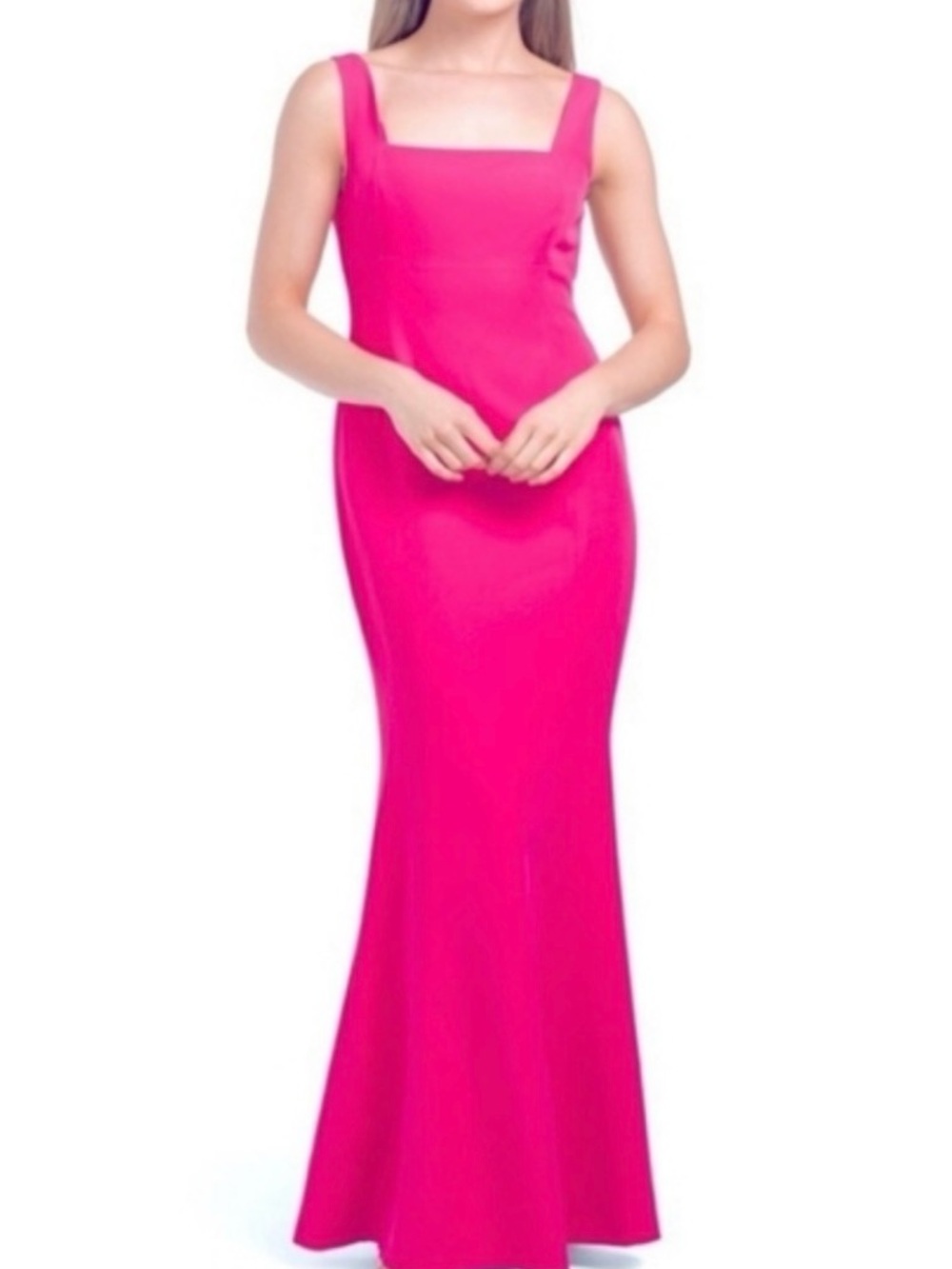 Laundry By Shelli Segal Raspberry Square-Neck Maxi Gown